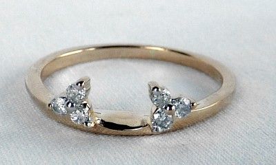 LOVELY 14k YELLOW GOLD DIAMOND WEDDING BAND RING GUARD WRAP INSERT 