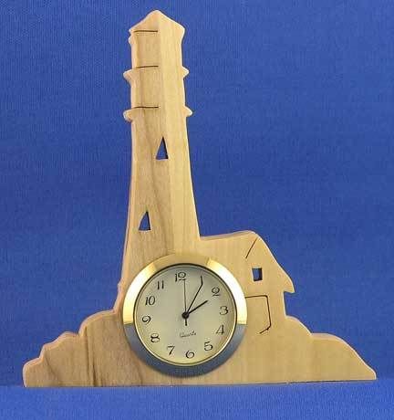 Lighthouse Mini Clock   Hand cut w/ choice of insert  