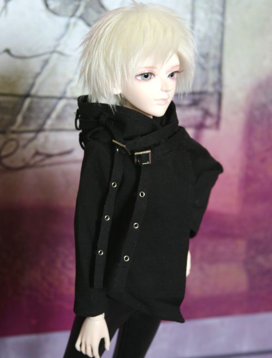 BJD Hoody T shirt lacing 1/4 MSD doll clothing black  