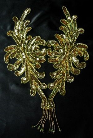   Sequin Bead Applique Gold Belly Dance/Dancewear/Tutu Dress  