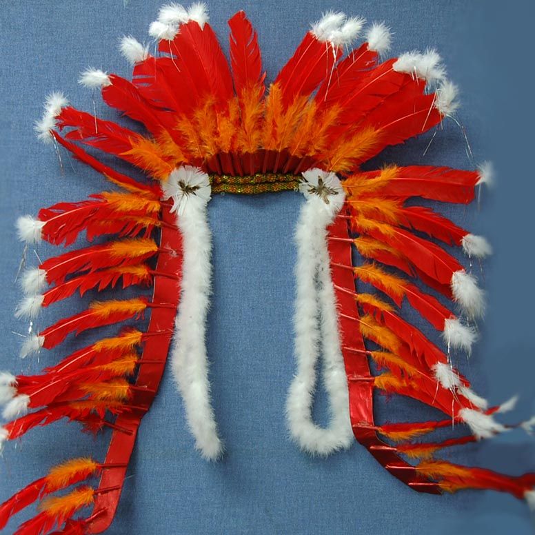 Indian Costume Headdress Red & Orange *New*  