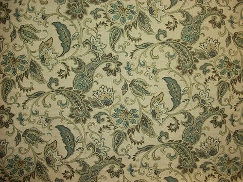 Mill Creek Fabric Aqua/Brown Paisley  