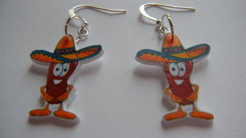 Mexican Jumping Bean Earrings   Sombrero Unique Jewelry  