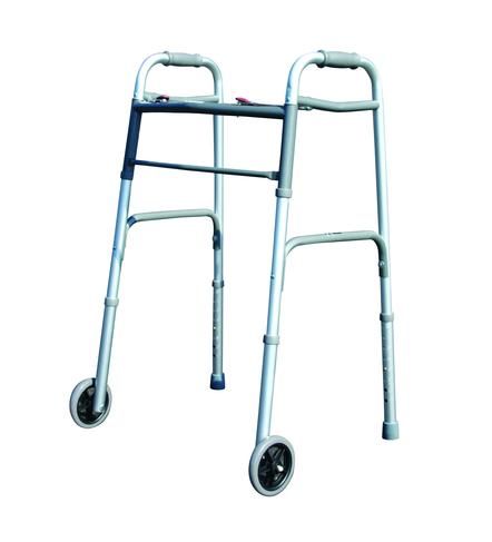   Heavy Duty Deluxe 2 Button Folding Walker with 5” Wheels  