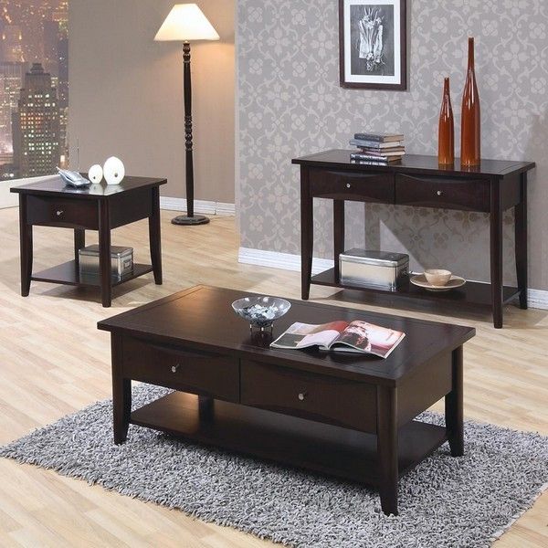 Contemporary Cappuccino Coffee & End Table 3 Piece Set  