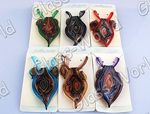 6sets Lampwork Glass Pendant Necklaces+Earrings FREE  