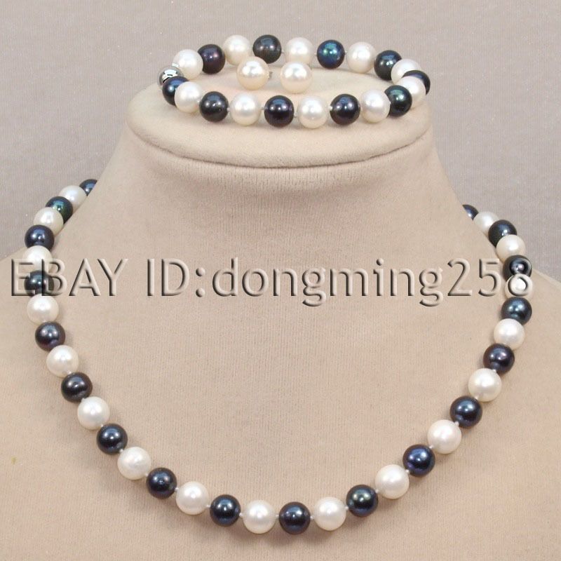   9mm polychrome fresh water round pearl necklace bracelets earrings d67