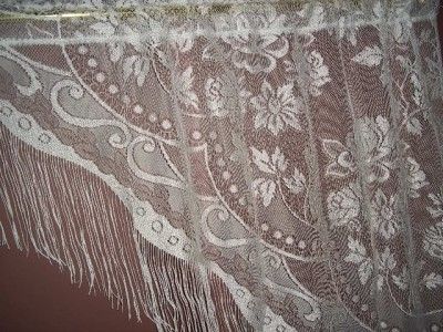 WHITE LACE 2 PC. CURTAIN TIER VALANCES VALANCE FLORAL DESIGN 64 X 42 