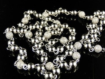 MENS WHITE DIAMOND BEADED CHAIN NECKLACE 3.5 CT 36 INCH  