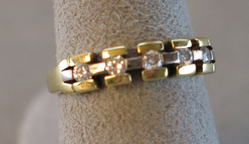 18k yellow & white gold diamond band   4.7 grams  .30 cts tw (#C212 