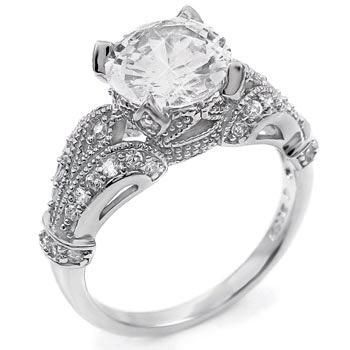 2Ct.Cubic Zirconia Sterling Silver Antique Wedding Ring  