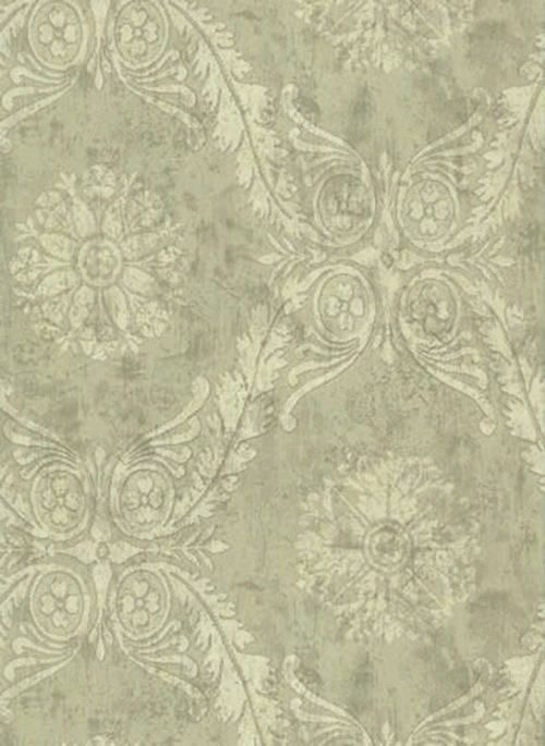 WALLPAPER SAMPLE Classic Scroll & Leaf Vintage Damask  