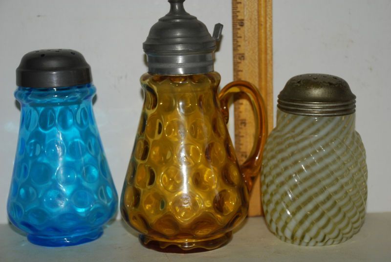 colored glass shakers 1 syrup american 19th century  