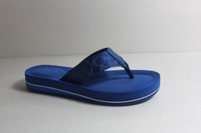 COACH JAYLA SIGNATURE C WEBBING WOMENS BLUE THONG SANDAL SHOE FLIP 