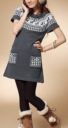 D320 Womens Cute Elk Tunic Jumper/Knit Dress 8  