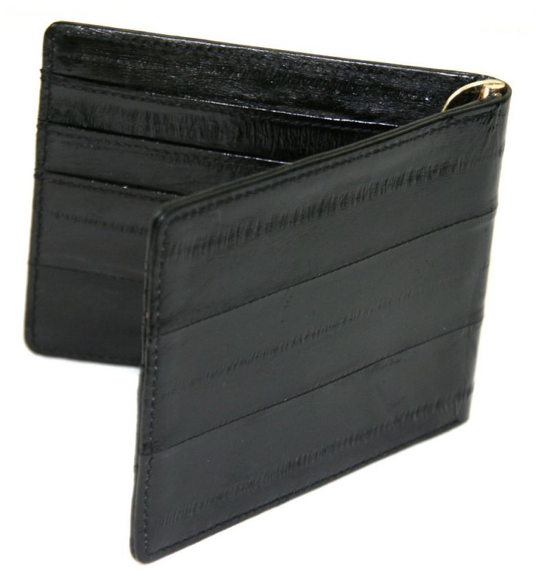 Mens Money Clip Bifold Wallet in Genuine EEL Skin  