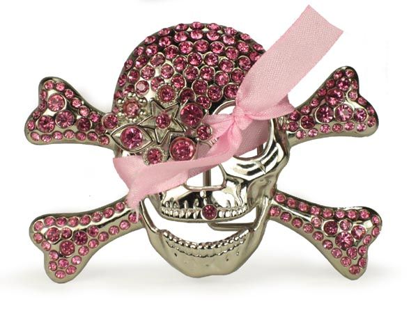 Rhinestone Skull & Crossbones Belt Buckle  