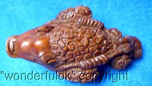 169 Japanese Handwork Boxwood Wood Netsuke Crocodile  