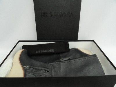 BN Jil Sander Black Leather Wedge Boots Shoes UK5 38  