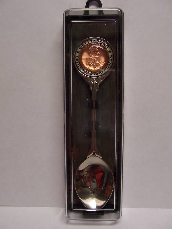 ABRAHAM LINCOLN REAL PENNY GETTYSBURG SPOON NEW  