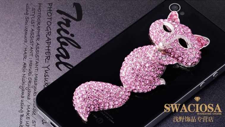   3D Alloy Rhinestone Crystal Peacock & Fox DIY Phone Case Deco Den Kit