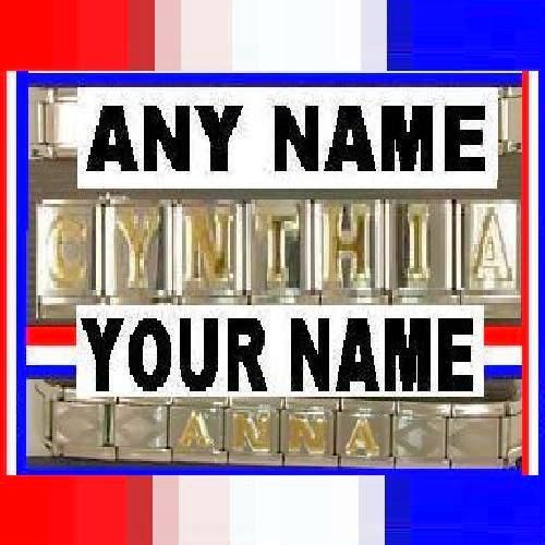 CUSTOM Name Starter BRACELET 9mm 18KtGP ITALIAN CHARM F  