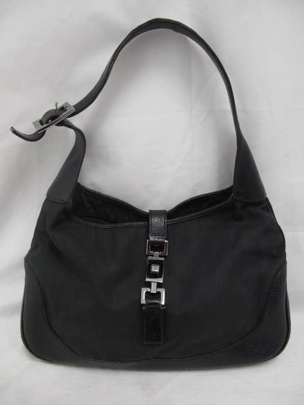 Gucci Black Nylon/Leather Bag W/ Silver Hardware  