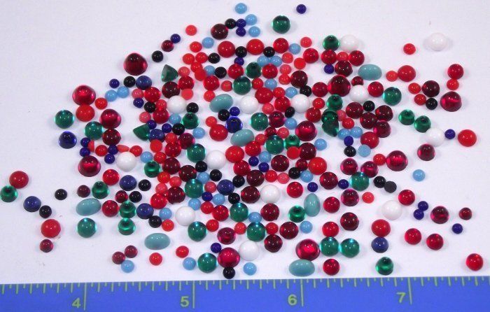 250 Tiny VINTAGE GLASS FLATBACKS & CABOCHON LOT  