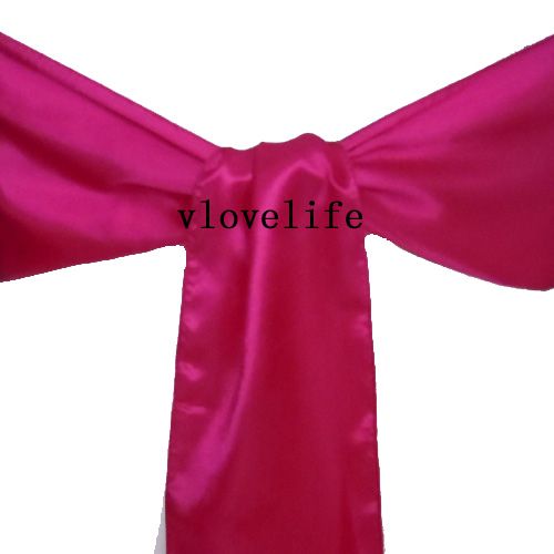 New Fuchsia Satin Chair Sash Bow Wedding Party Cover  