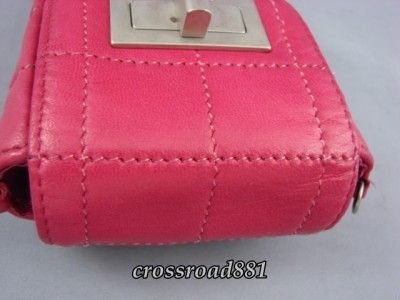   Chanel Pink Lamb Skin Cell Phone Case Very Good Condition  