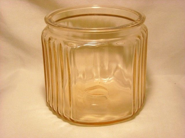 VINTAGE PINK DEPRESSION GLASS CRACKER JAR COOKIE JAR NO LID 