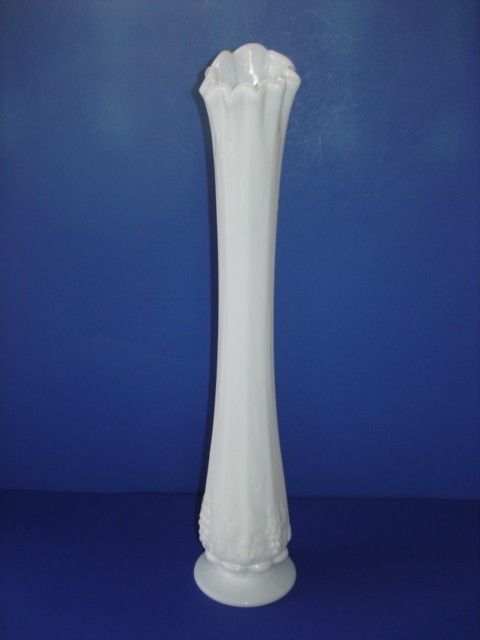 Westmoreland Paneled Grape Swung Glass Vase Milk Glass  