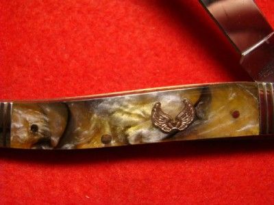 SS Guardian Angel Tiger Eye Hdl Toothpick W/Wings Pocket Knife 4047 