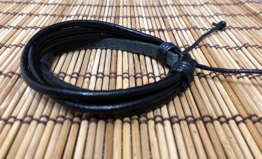 Men s black New Hemp Surfer Tribal Multi Strand Leather Bracelet 