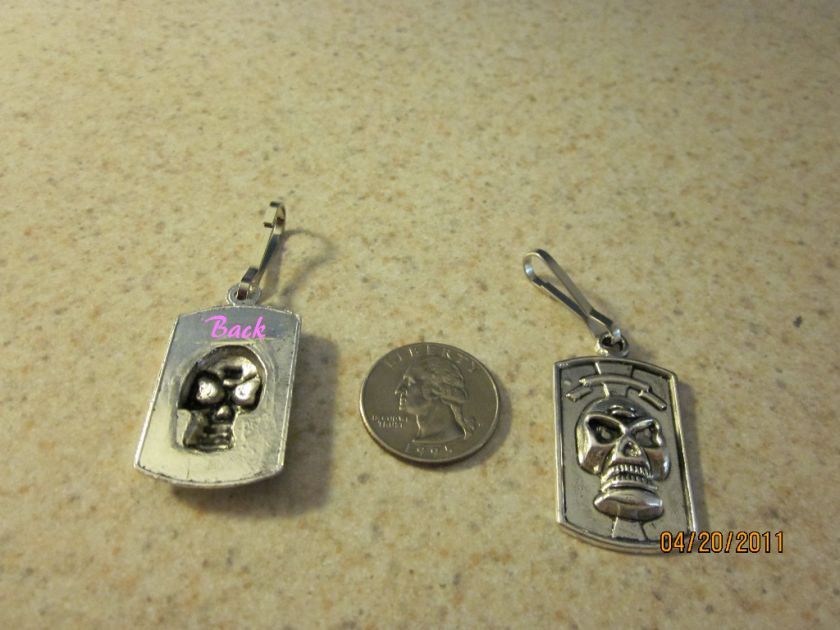 RECTANGLE SKULL ZIPPER PULL/PURSE CHARM #1 METAL NEW  