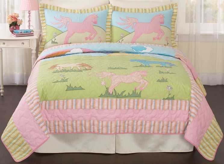 My Pony Pink Girls Horse QUEEN QUILT & SHAMS Bedding  