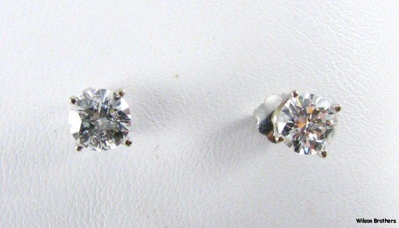   10ctw Round DIAMOND Earrings STUDS   14k White Gold I1 clarity H color