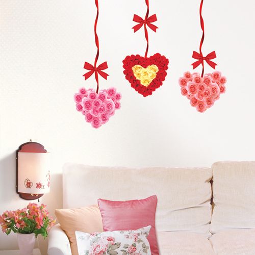 Rose Flower Heart Design Wall Stickers Decal Home Decor  