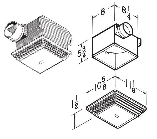 Broan Premium bathroom exhaust fan with white grille, model no. 684