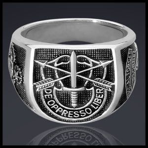 SPECIAL FORCES AIRBORNE de oppresso liber SILVER RING  