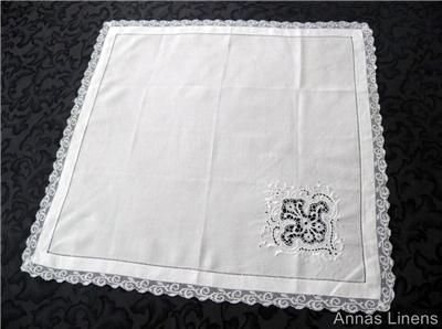 Vintage Italian Linen Table Cloth Needlelace Whitework  