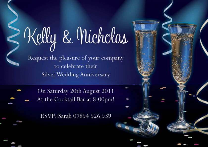 Personalised Wedding Anniversary Invitations 25th 50th  