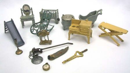 Antique German & England Miniature Die Cast Doll House Furniture 