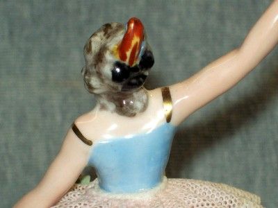 ANTIQUE PORCELAIN DRESDEN MARK LACE BALLERINA FIGURINE GERMAN  