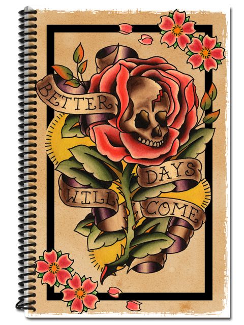 Tattoo Flash Appointment Book Traditional Skull Rose  