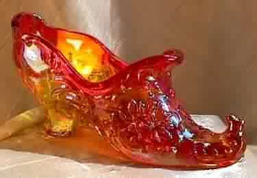   Shoe slipper is produced by Mosser Glass Company, Cambridge, Ohio