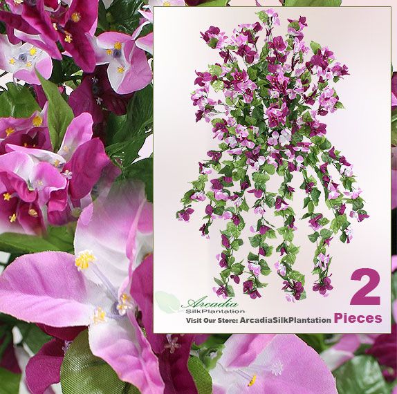 TWO 45 Bougainvillea Hanging Silk Flowers Plants _VI  