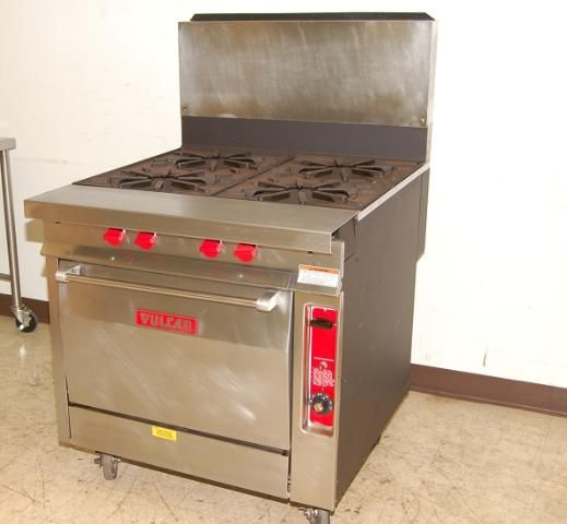 Vulcan 4 Burner Gas Range, Bakery Depth Oven, 34 Wide  