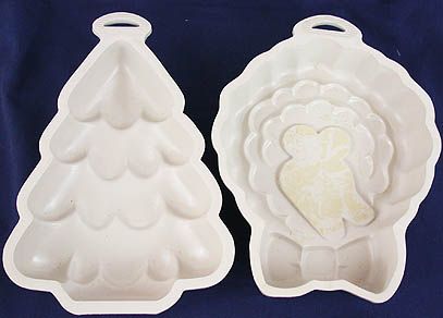   Christmas Tree~Wreath~Microwave CAKE Baking Pans JELLO MOLDS  