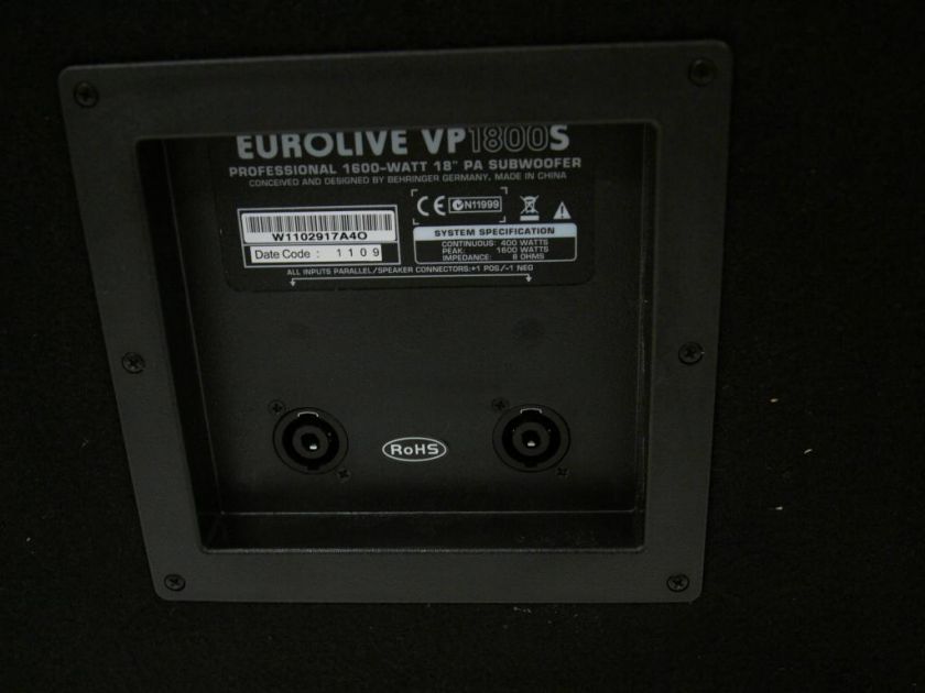 Behringer EUROLIVE VP1800S 1600W 18 Subwoofer  